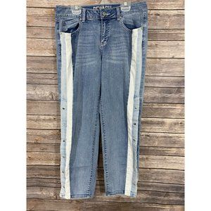 Rewash Jeans Size 9 Side Snap Light Wash Tuxedo Stripe cropped